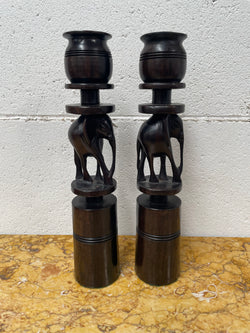 Vintage Carved Elephant Candle Holders | Antique & Vintage | Moonee Ponds Antiques | Australia Wide Delivery