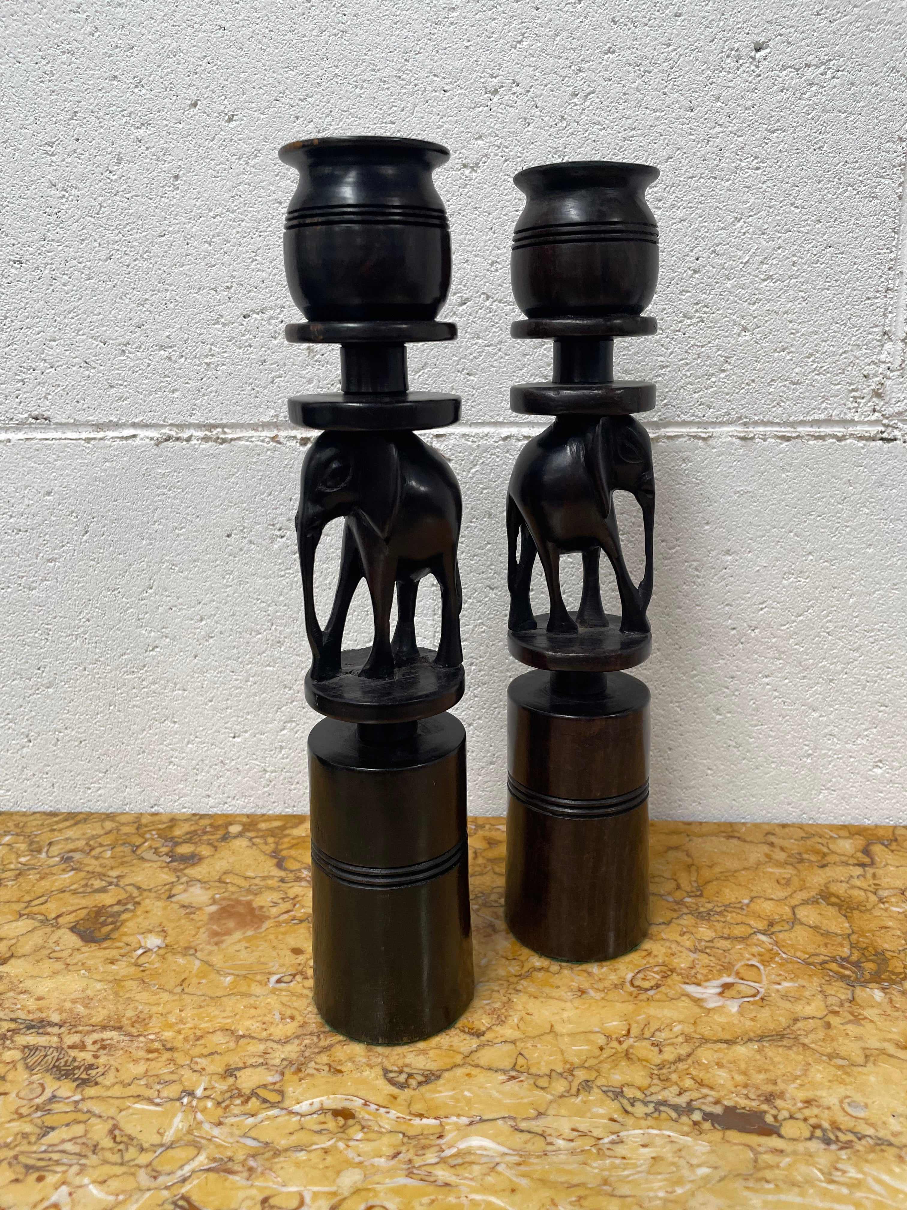 Vintage Carved Elephant Candle Holders | Antique & Vintage | Moonee Ponds Antiques | Australia Wide Delivery