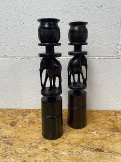Vintage Carved Elephant Candle Holders | Antique & Vintage | Moonee Ponds Antiques | Australia Wide Delivery