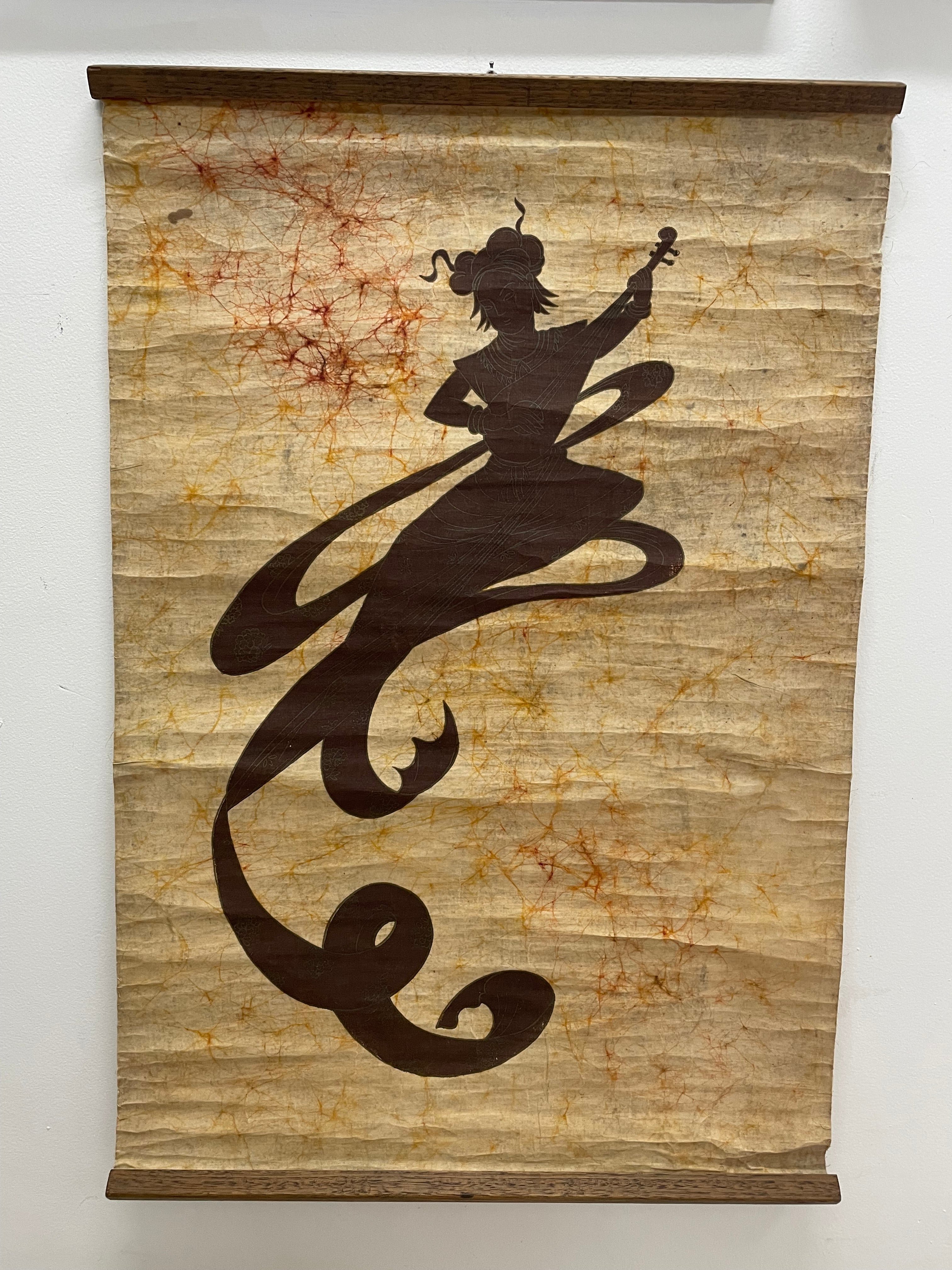 Mid Century "Flying Fairy" Batik Hanging. | Antique & Vintage | Moonee Ponds Antiques | Australia Wide Delivery