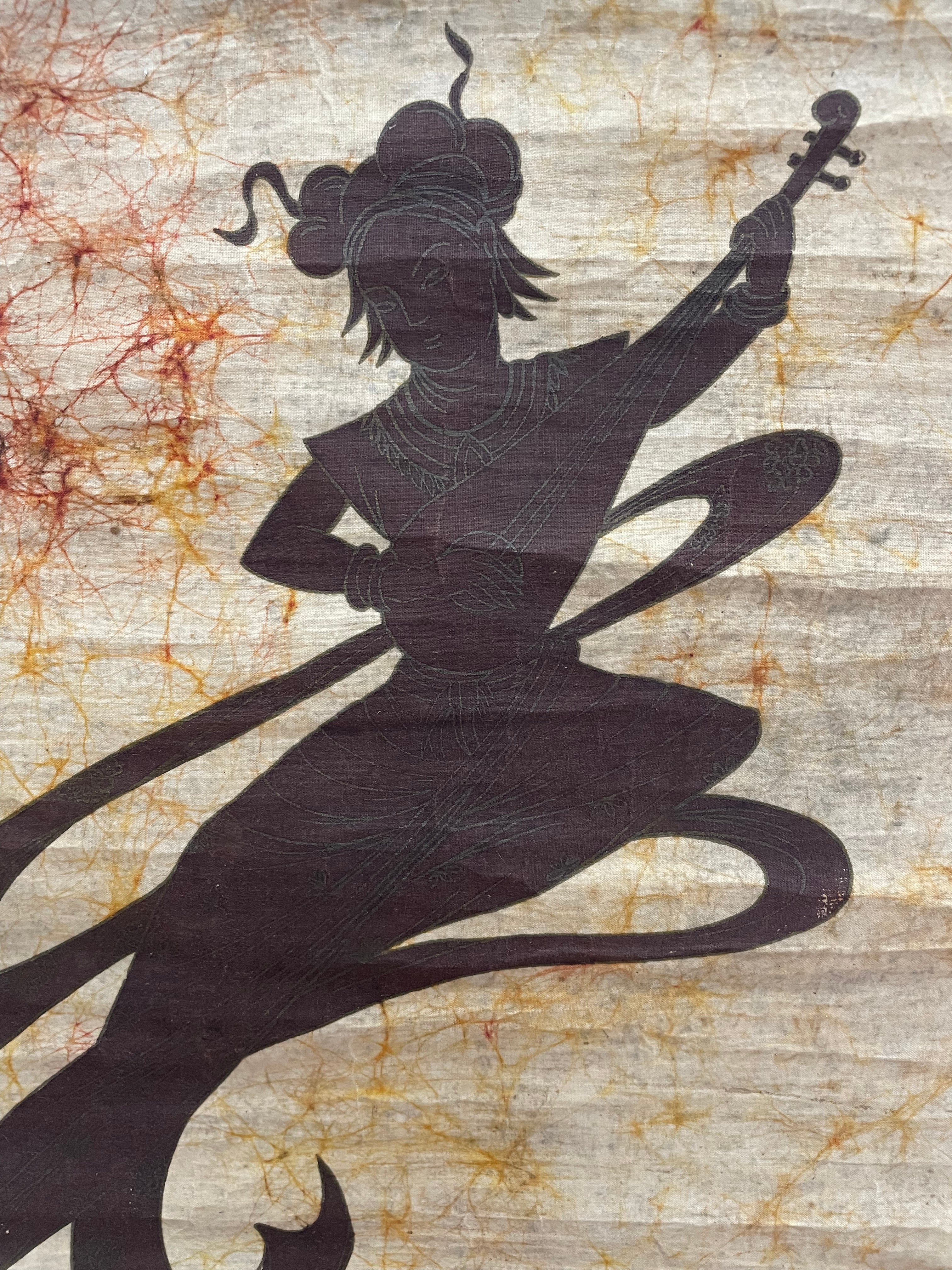 Mid Century "Flying Fairy" Batik Hanging. | Antique & Vintage | Moonee Ponds Antiques | Australia Wide Delivery