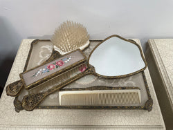 Vintage 5 Piece Petit Point Dressing Table Set | Antique & Vintage | Moonee Ponds Antiques | Australia Wide Delivery
