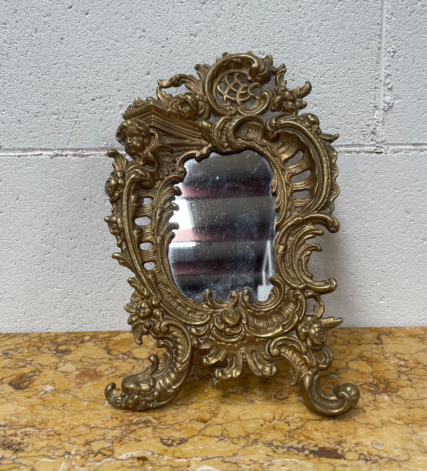 French Brass Table Mirror