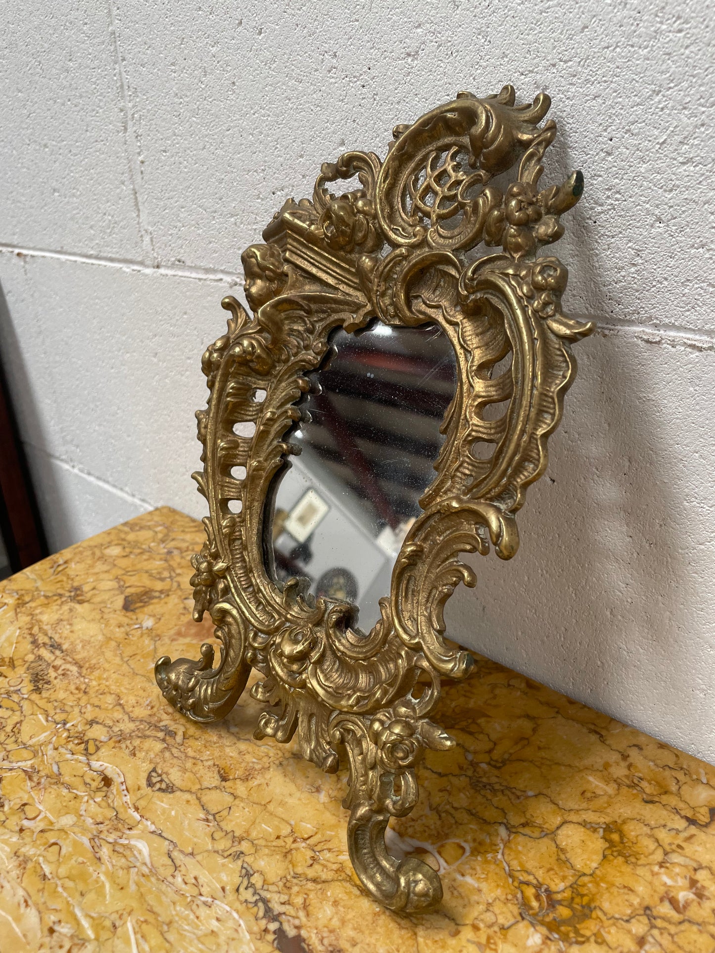 French Brass Table Mirror