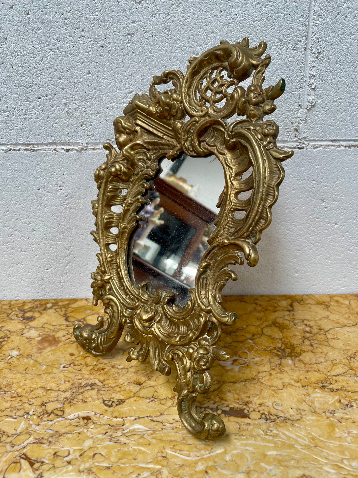 French Brass Table Mirror