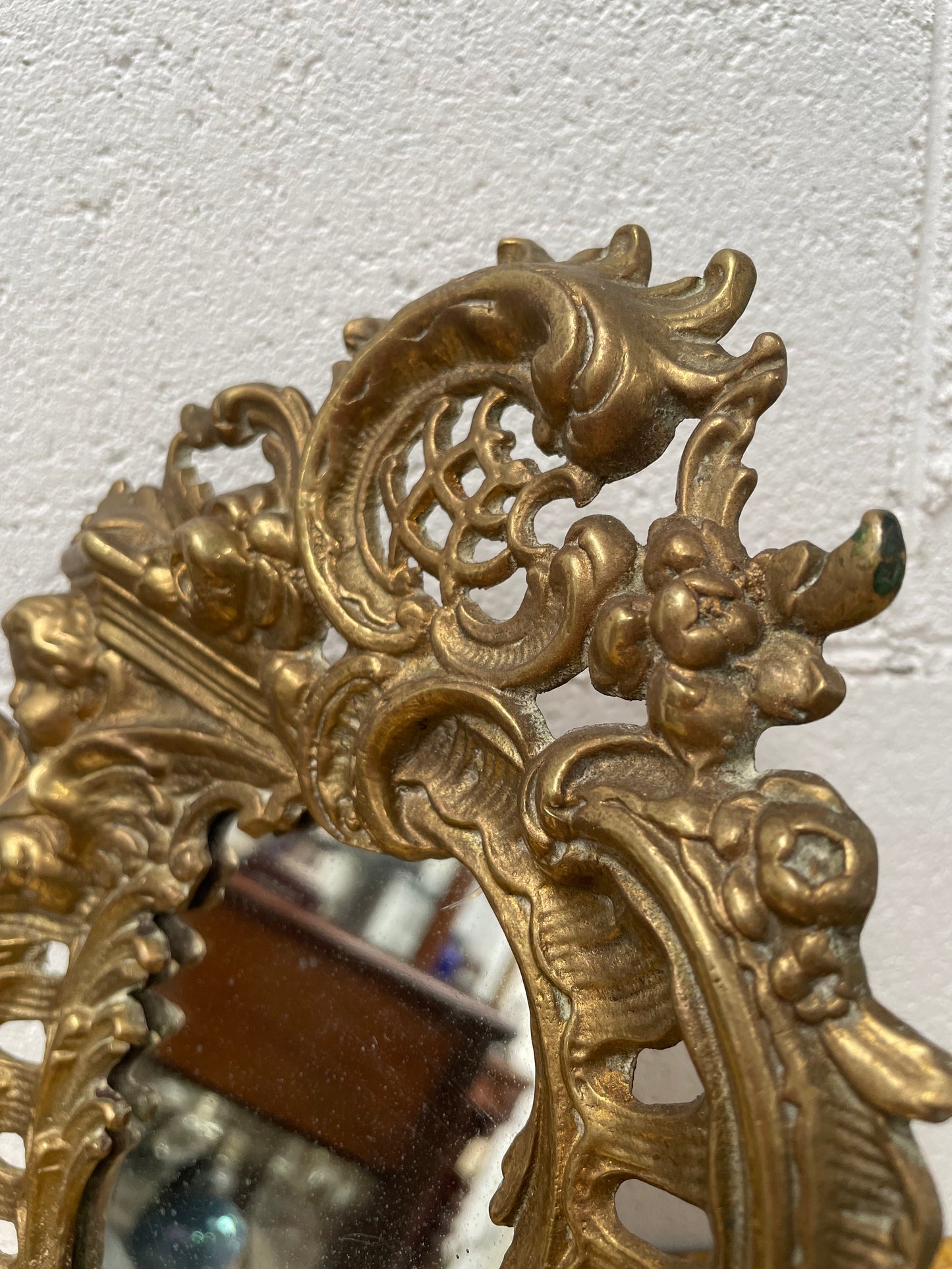 French Brass Table Mirror