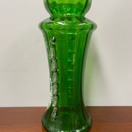 Antique Victorian Mary Gregory Green Tall Vase Hand Painted