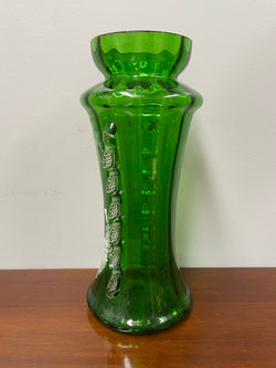 Antique Victorian Mary Gregory Green Tall Vase Hand Painted | Antique & Vintage | Moonee Ponds Antiques | Australia Wide Delivery