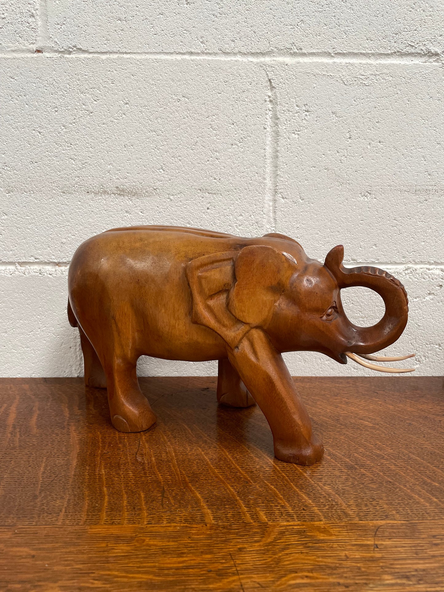 Vintage Teak Elephant Statue