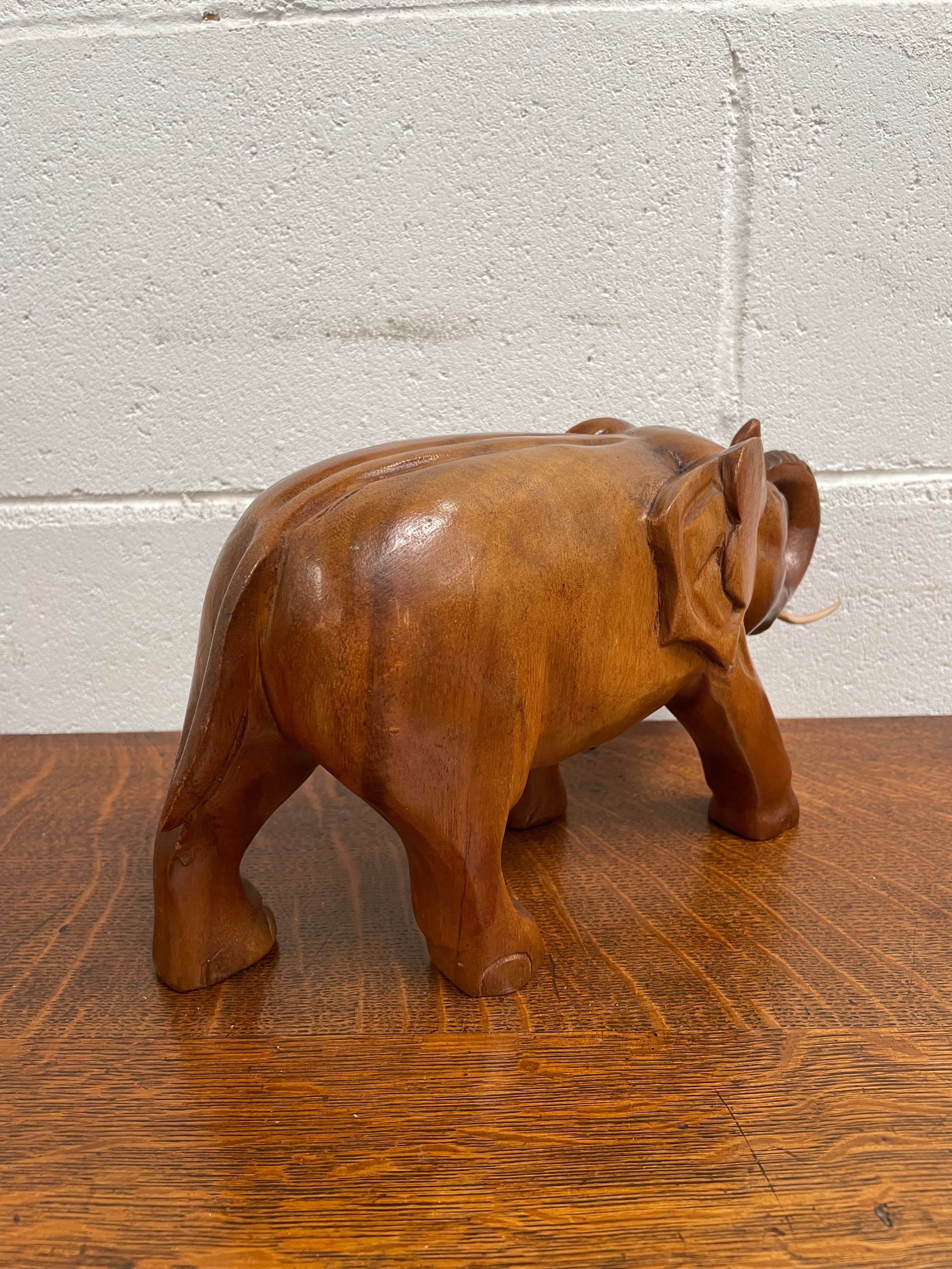 Vintage Teak Elephant Statue