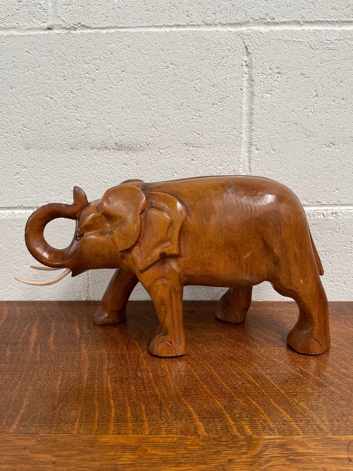 Vintage Teak Elephant Statue