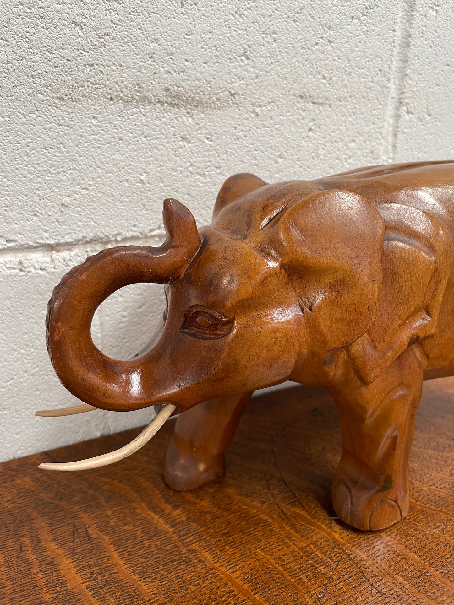 Vintage Teak Elephant Statue