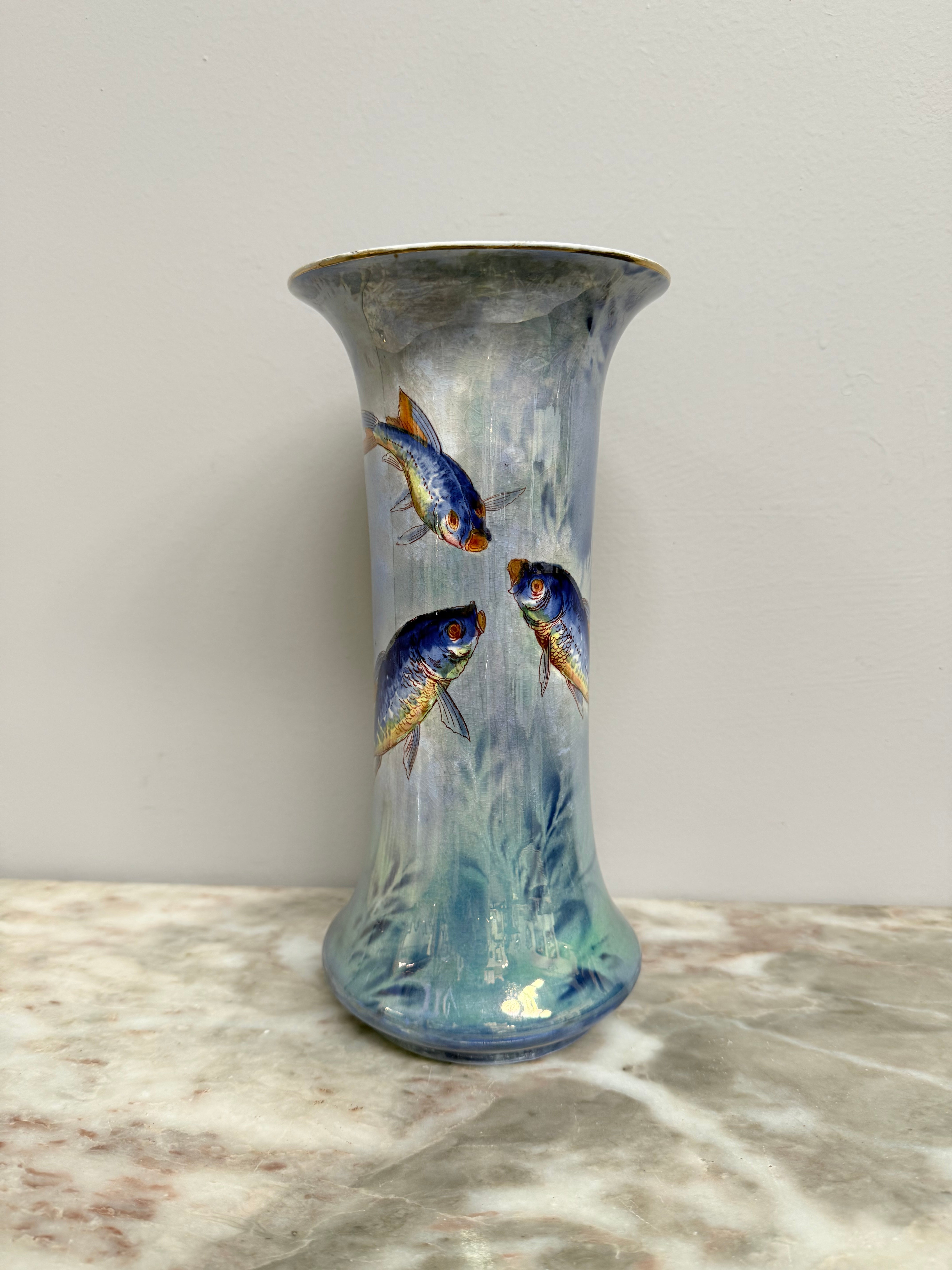 Burleigh Ware Lustre Fish Decorated Vase | Antique & Vintage | Moonee Ponds Antiques | Australia Wide Delivery