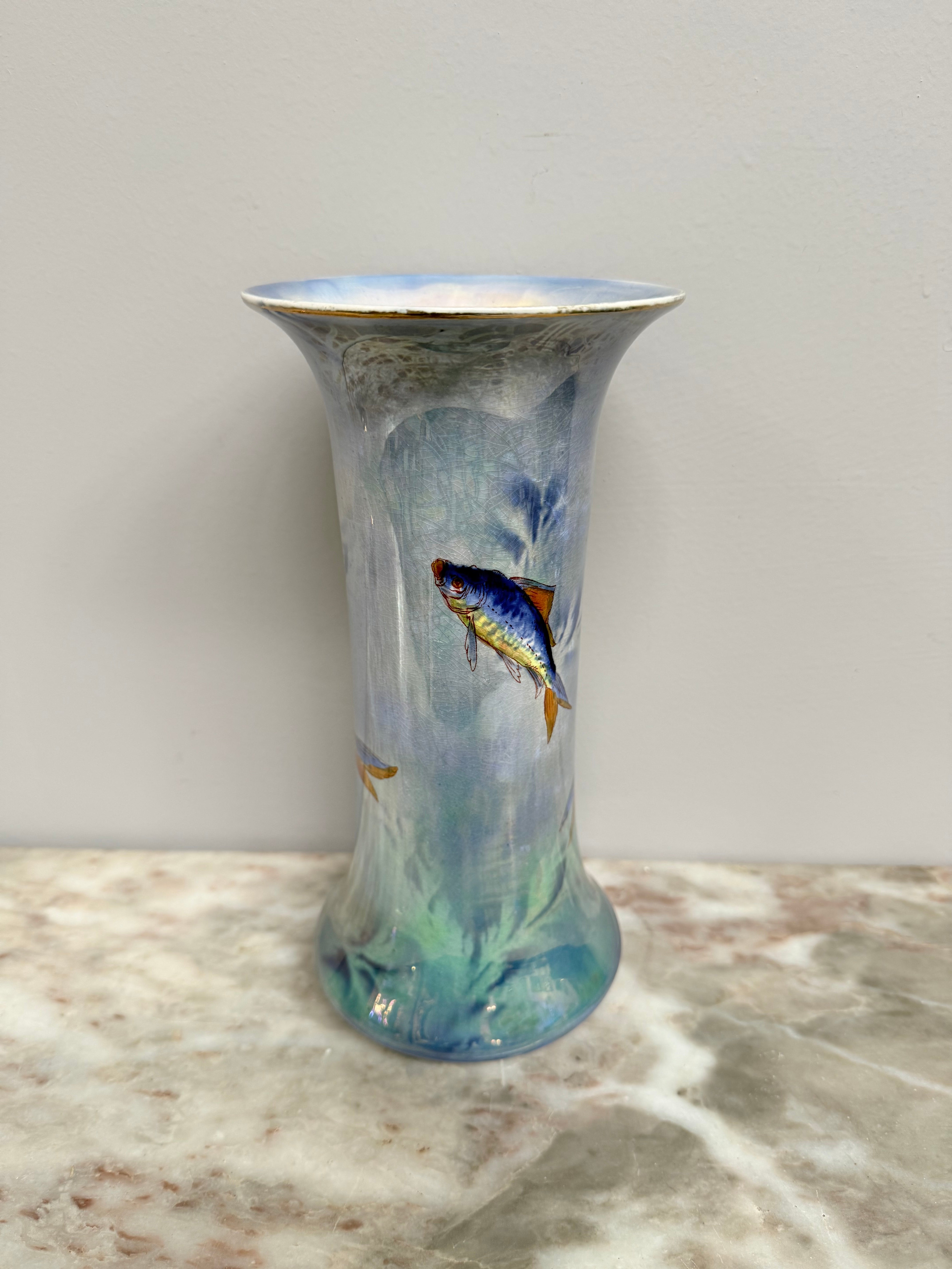 Burleigh Ware Lustre Fish Decorated Vase | Antique & Vintage | Moonee Ponds Antiques | Australia Wide Delivery