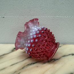 Vintage Fenton Cranberry & Opalescent Jar/Vase