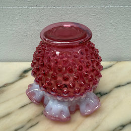 Vintage Fenton Cranberry & Opalescent Jar/Vase