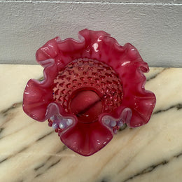 Vintage Fenton Cranberry & Opalescent Jar/Vase