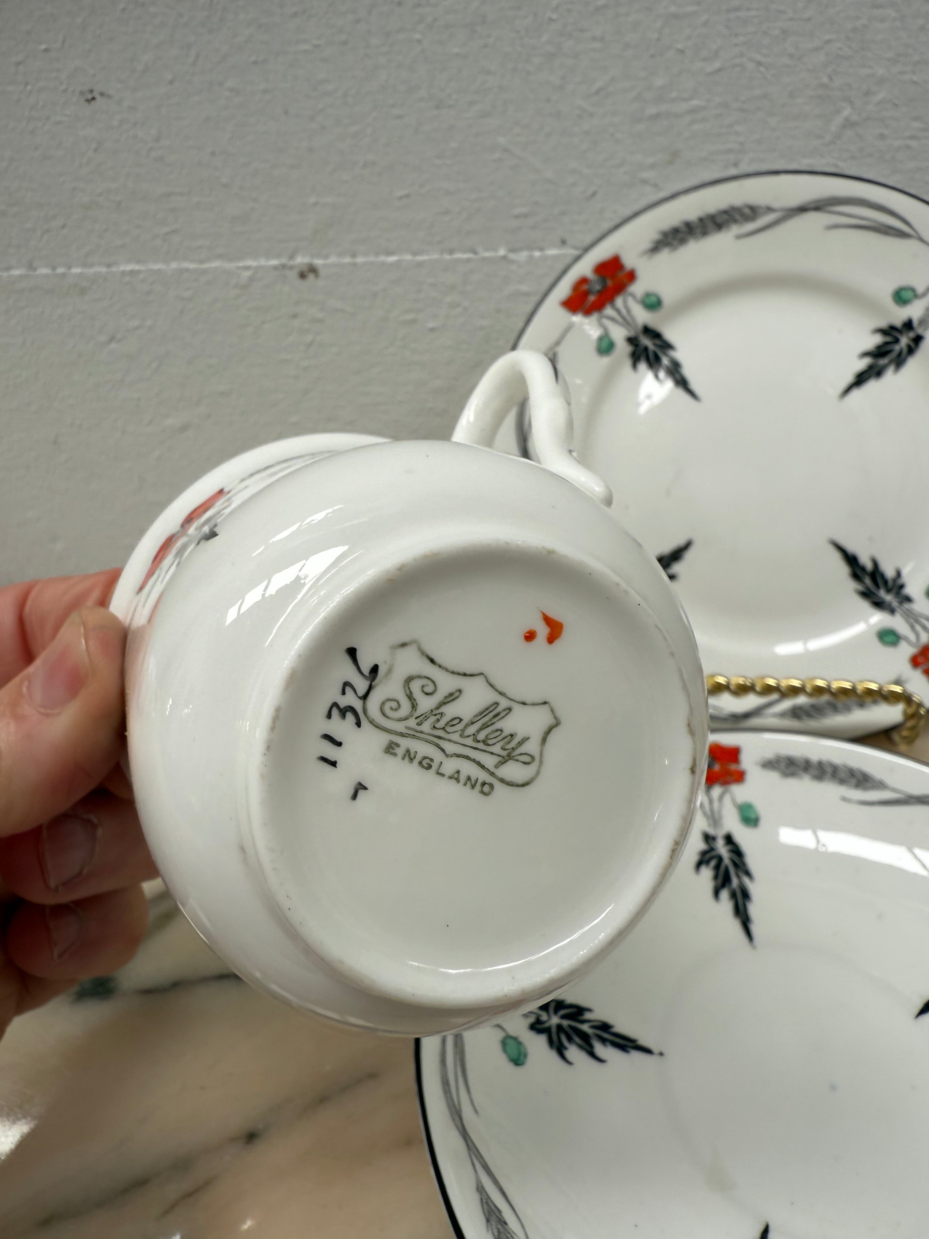Shelley Red Poppy Trio | Antique & Vintage | Moonee Ponds Antiques | Australia Wide Delivery