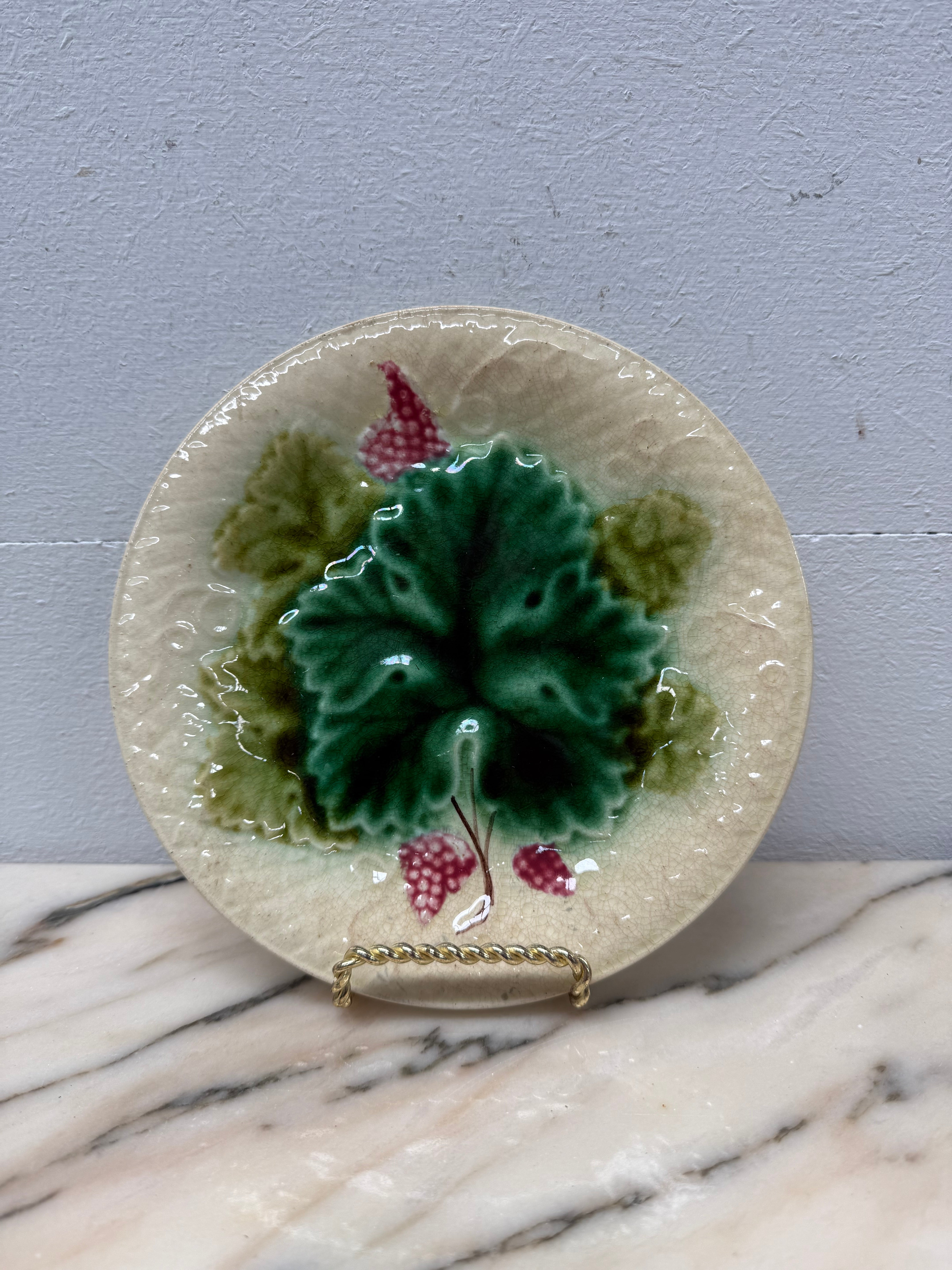 Antique Majolica Grape Designed Plate | Antique & Vintage | Moonee Ponds Antiques | Australia Wide Delivery