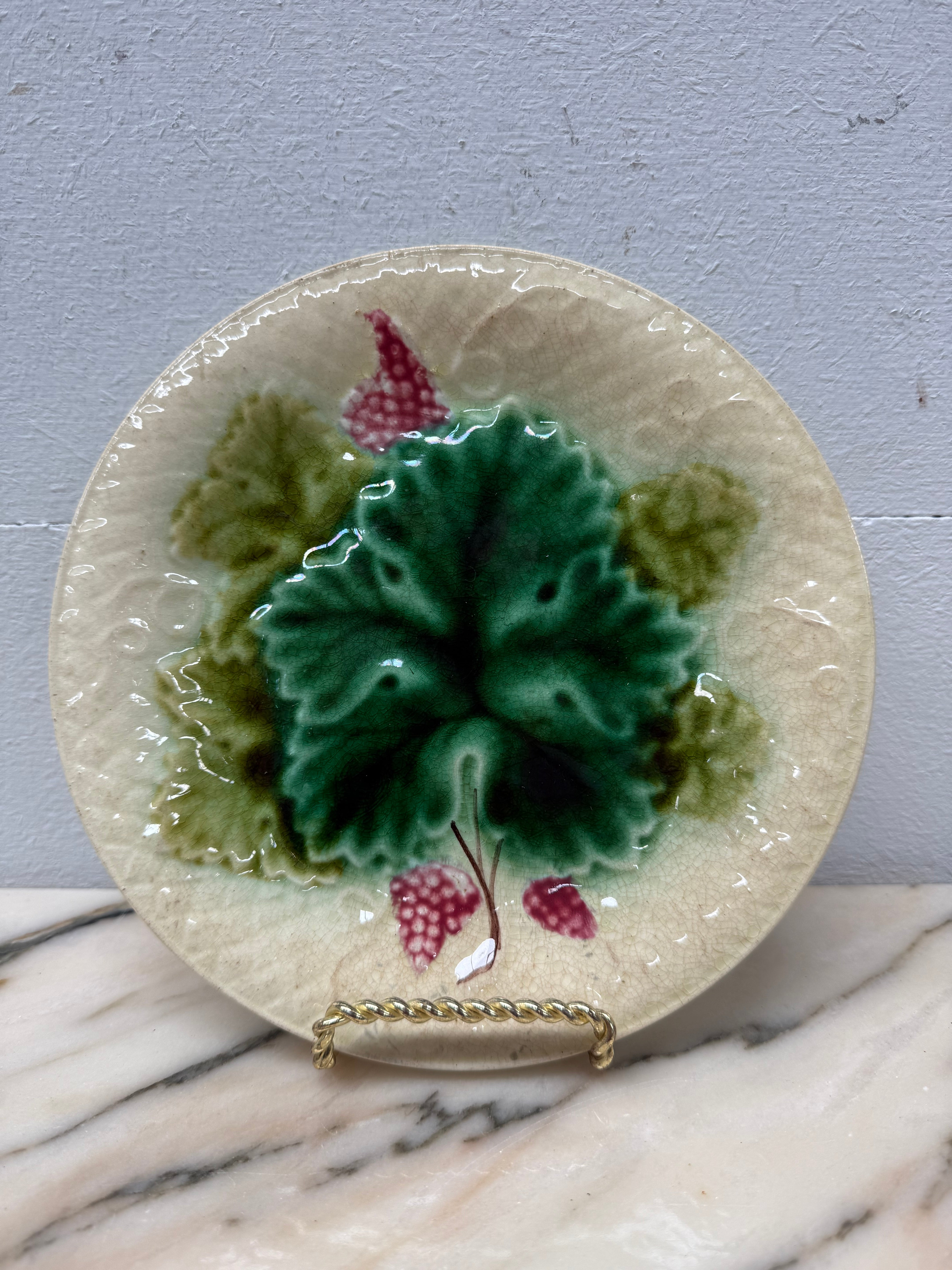 Antique Majolica Grape Designed Plate | Antique & Vintage | Moonee Ponds Antiques | Australia Wide Delivery