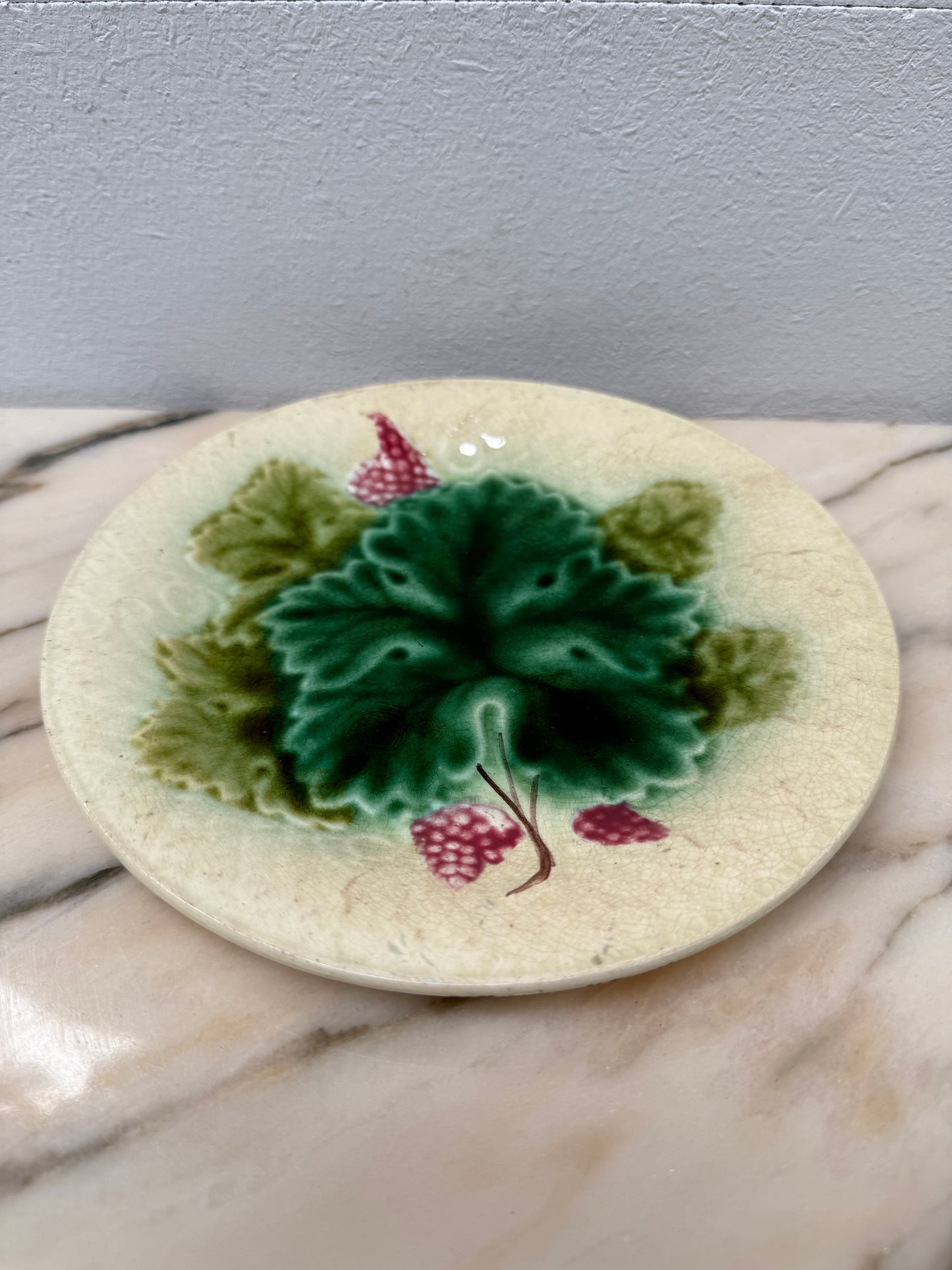 Antique Majolica Grape Designed Plate
