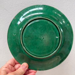 Antique Majolica Green Leaf Dish