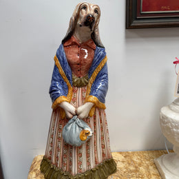 Vintage Italian Large Ceramic Hand Painted Dog Figure C1960's