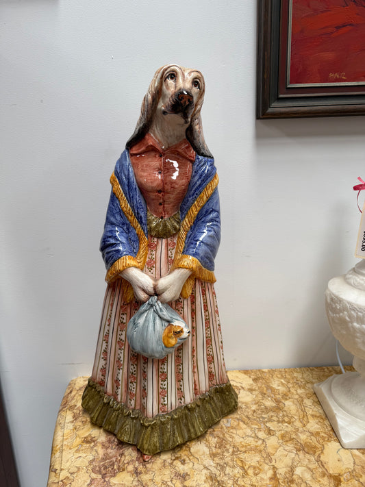 Vintage Italian Large Ceramic Hand Painted Dog Figure C1960's