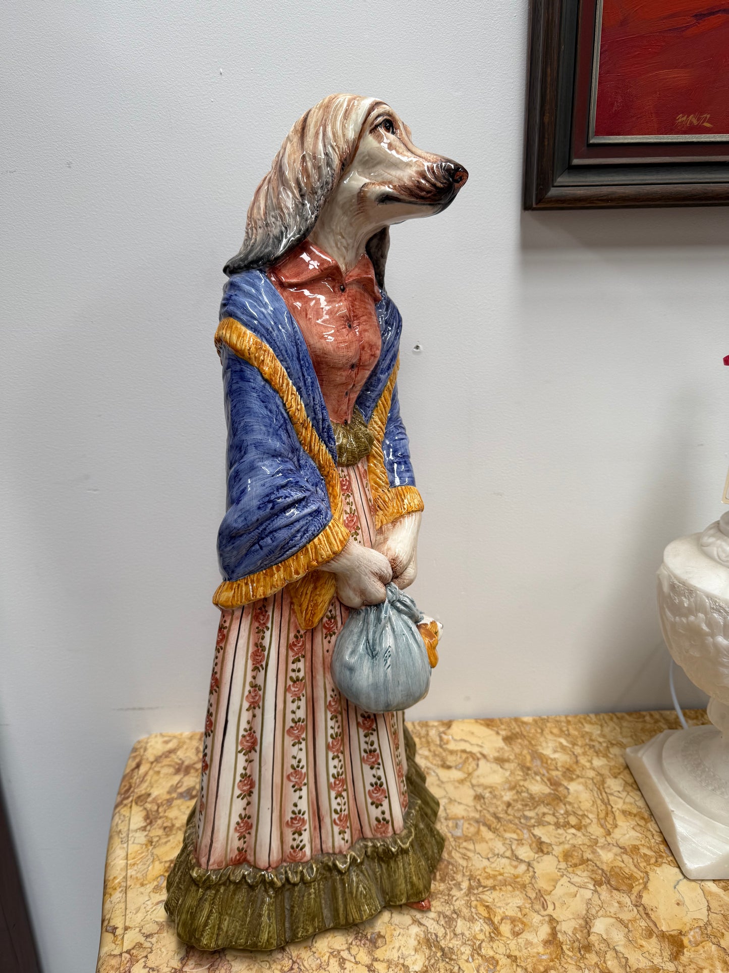 Vintage Italian Large Ceramic Hand Painted Dog Figure C1960's