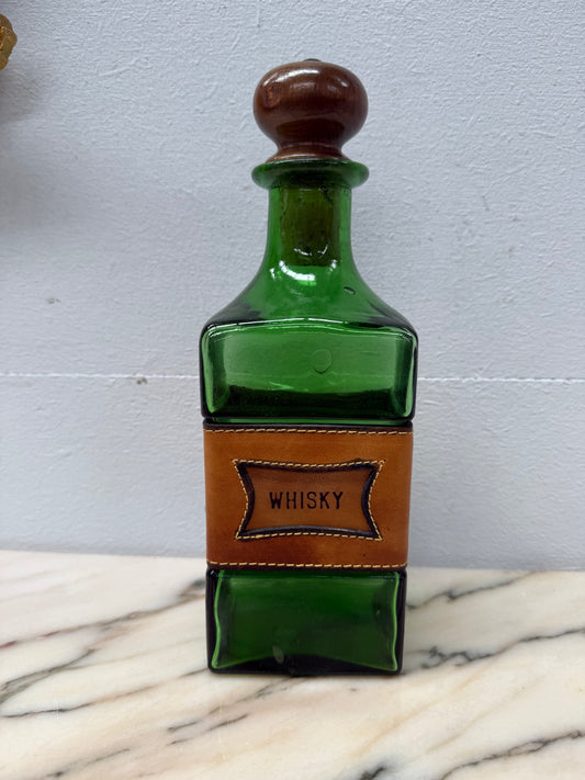 Vintage Leather & Glass Decanter