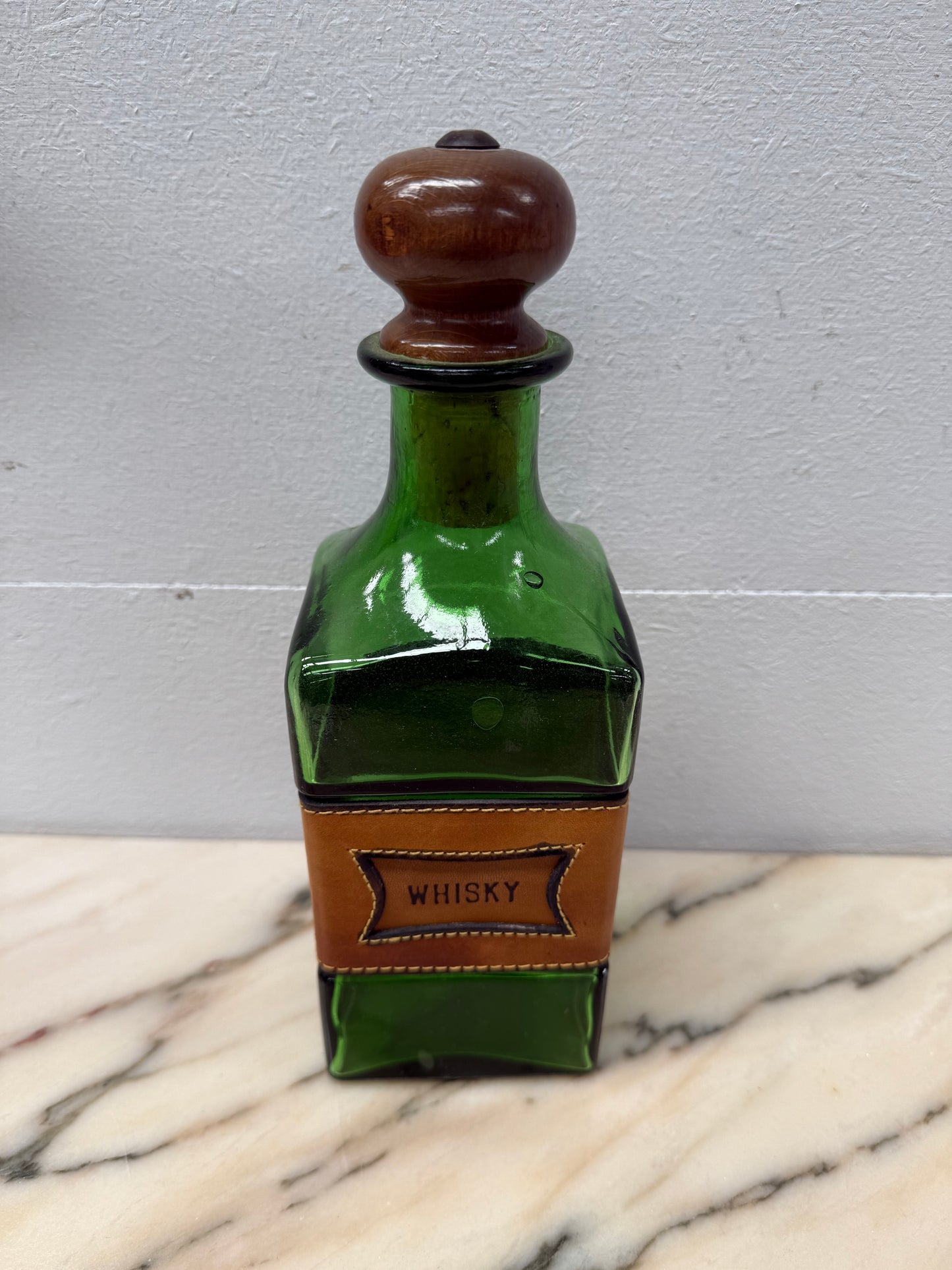 Vintage Leather & Glass Decanter