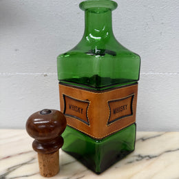Vintage Leather & Glass Decanter