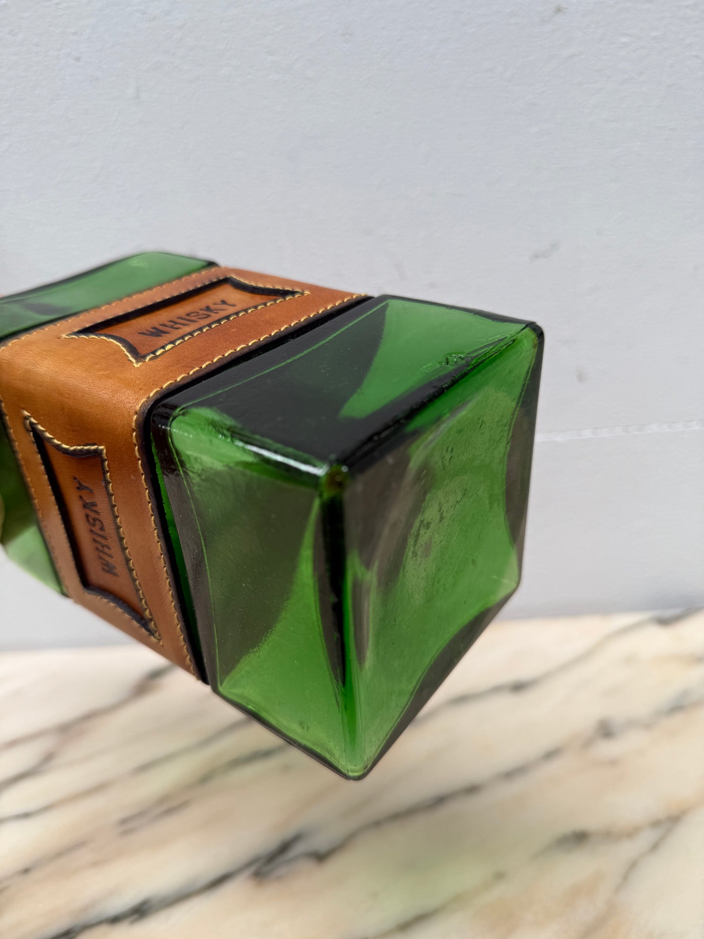 Vintage Leather & Glass Decanter