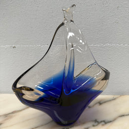 Vintage Blue/Clear Murano Glass Vase