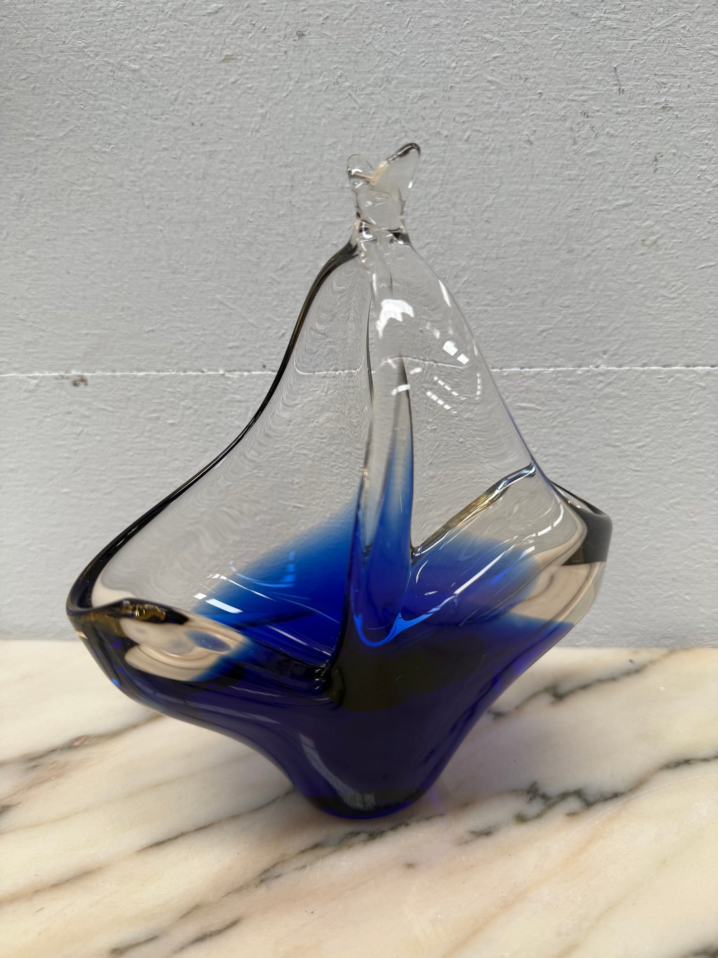 Vintage Blue/Clear Murano Glass Vase