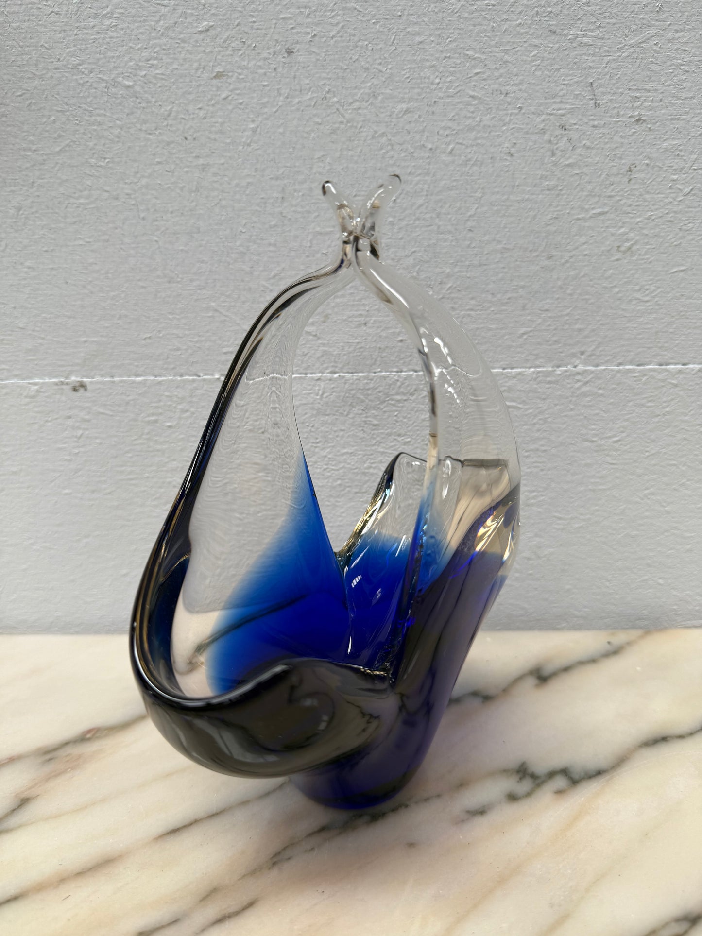 Vintage Blue/Clear Murano Glass Vase