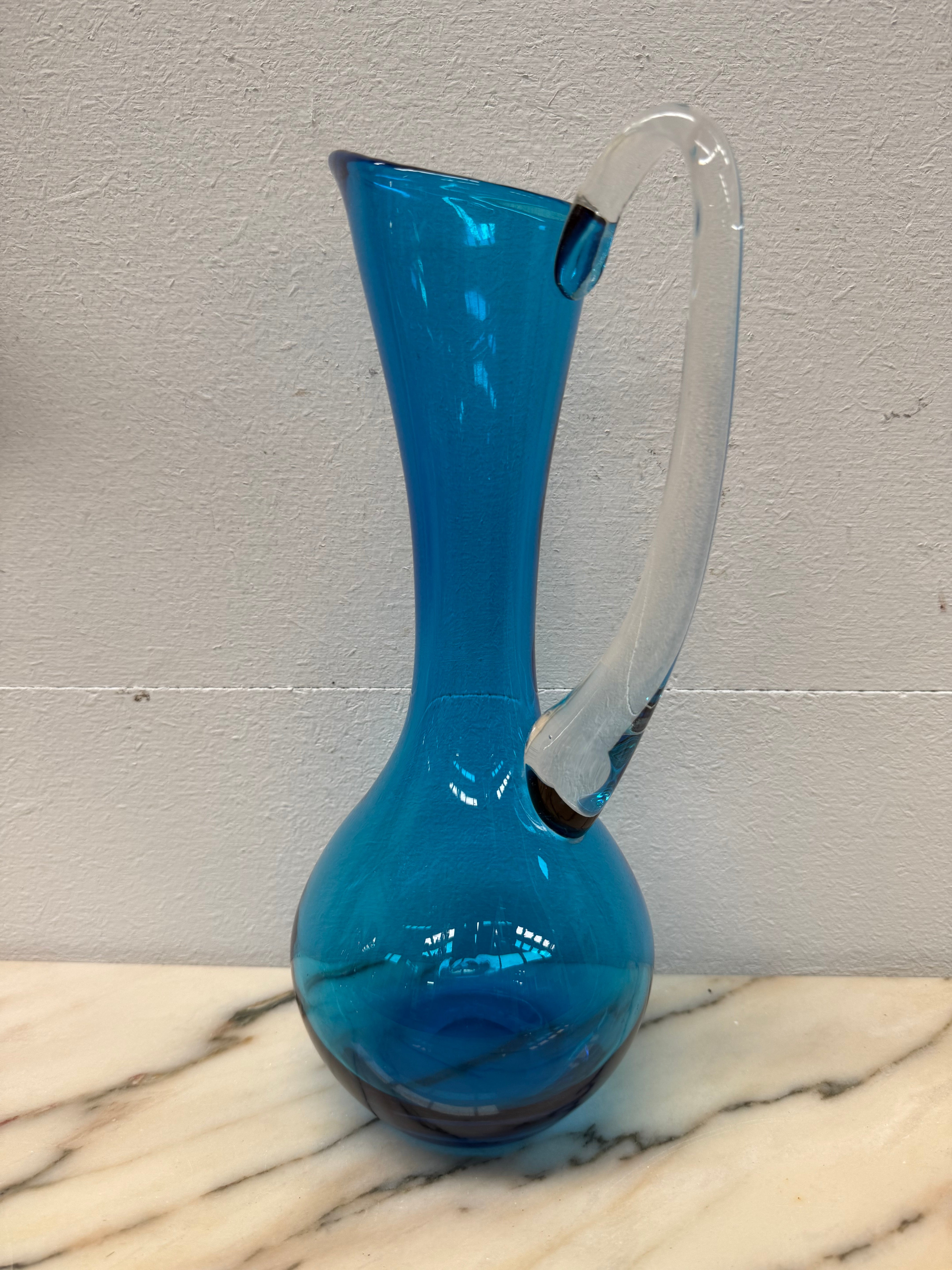 Vintage Italian Mid Century Blue Murano Style Glass Pitcher/Vase | Antique & Vintage | Moonee Ponds Antiques | Australia Wide