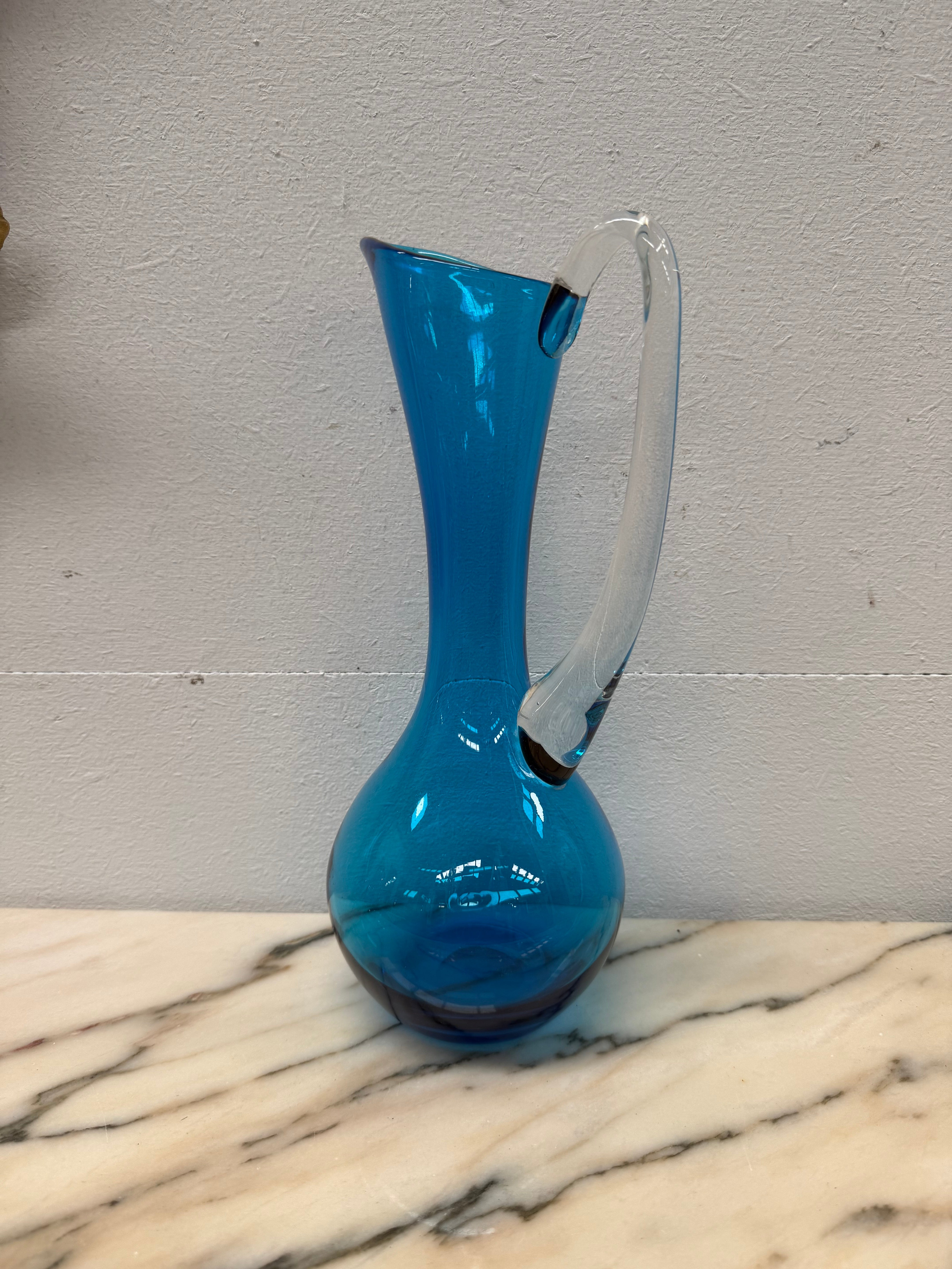 Vintage Italian Mid Century Blue Murano Style Glass Pitcher/Vase | Antique & Vintage | Moonee Ponds Antiques | Australia Wide