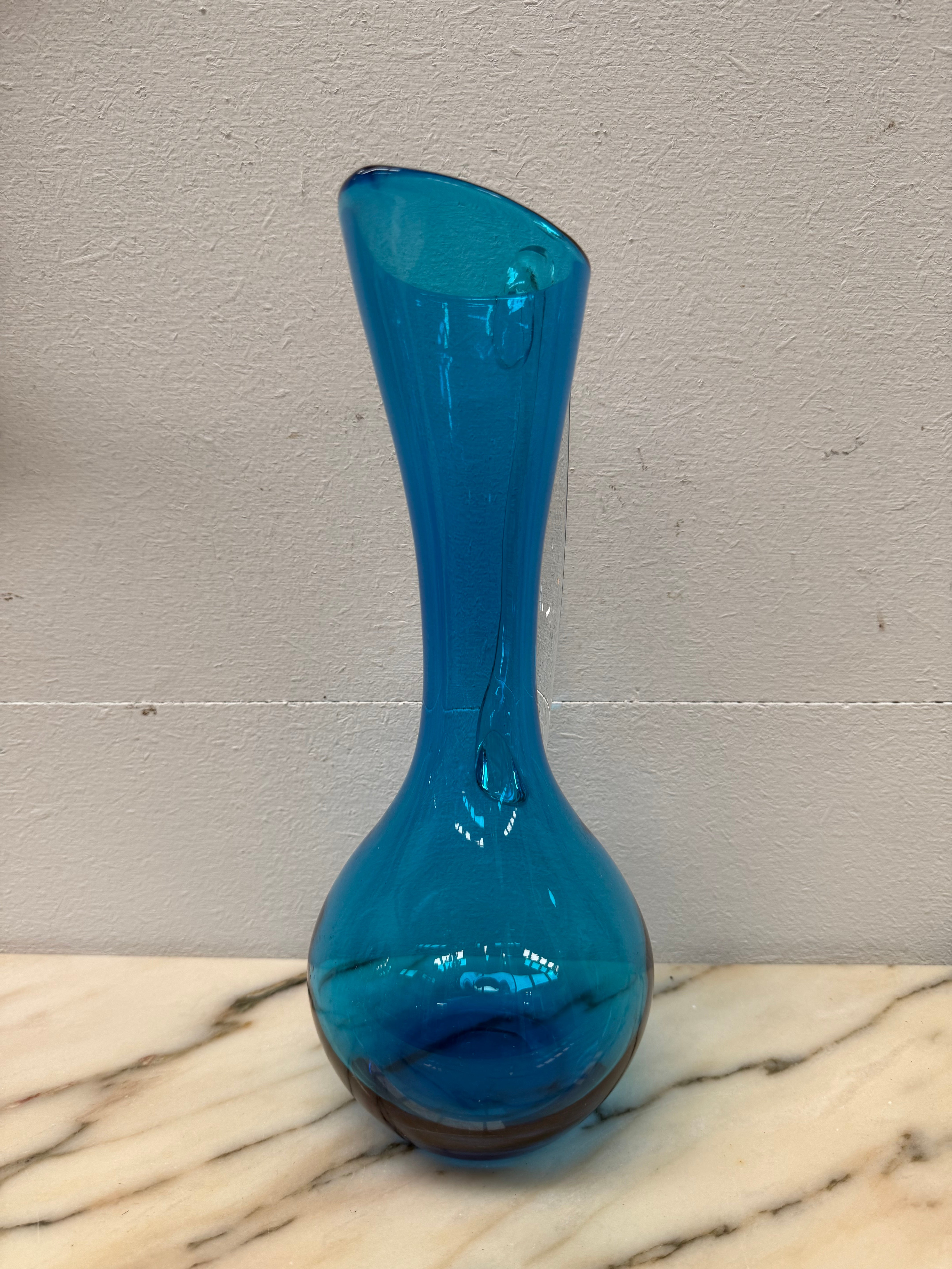 Vintage Italian Mid Century Blue Murano Style Glass Pitcher/Vase | Antique & Vintage | Moonee Ponds Antiques | Australia Wide
