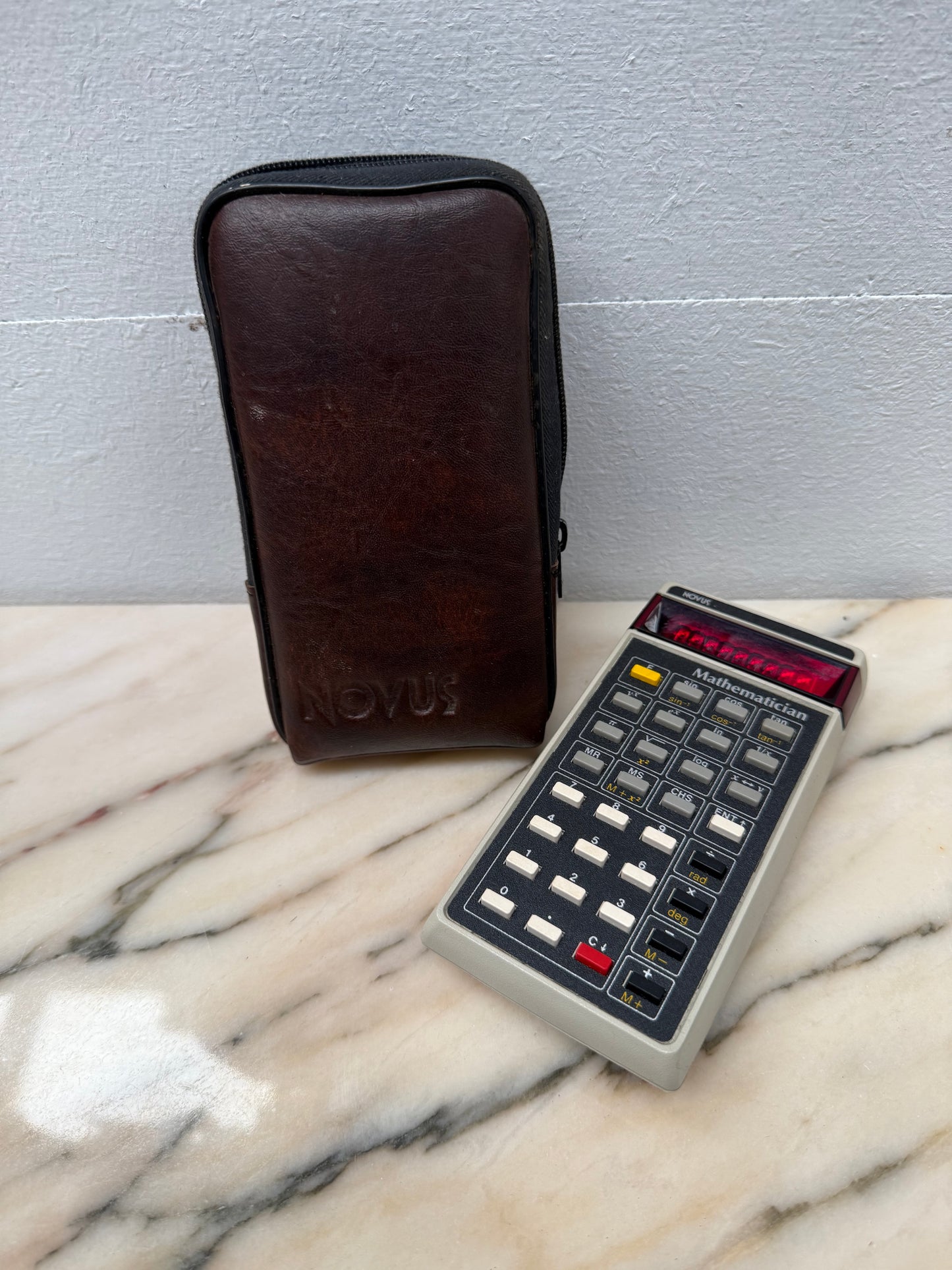 Vintage Novus Mathematician Calculator In Original Leather Case