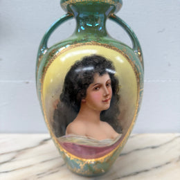 Pair of German Gebruder Heubach Portrait Vases