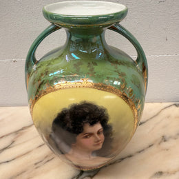 Pair of German Gebruder Heubach Portrait Vases