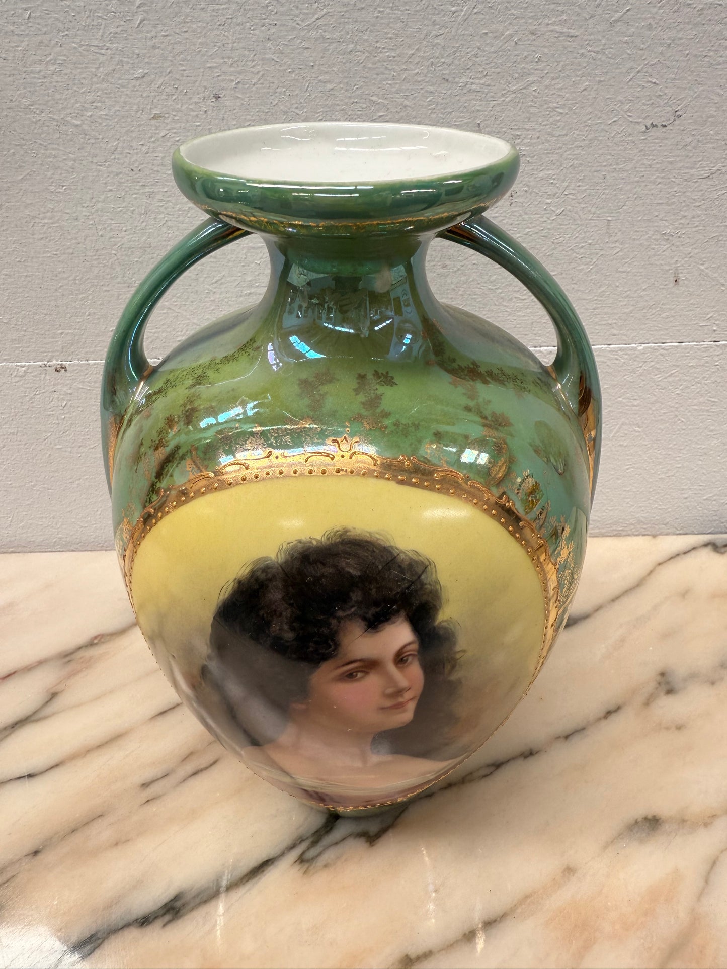 Pair of German Gebruder Heubach Portrait Vases