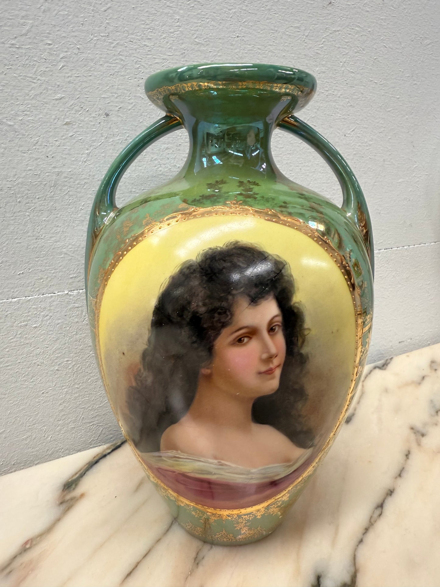 Pair of German Gebruder Heubach Portrait Vases