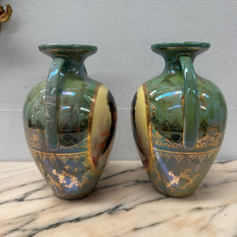 Pair of German Gebruder Heubach Portrait Vases