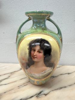 Pair of German Gebruder Heubach Portrait Vases | Antique & Vintage | Moonee Ponds Antiques | Australia Wide Delivery
