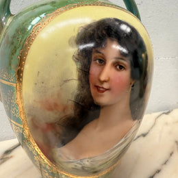 Pair of German Gebruder Heubach Portrait Vases