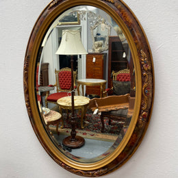 Lovely decorative vintage mirror with a pretty oval frame and bevelled edge mirror. Sourced locally and in good original condition. Please see photos as they form part of the description and condition.