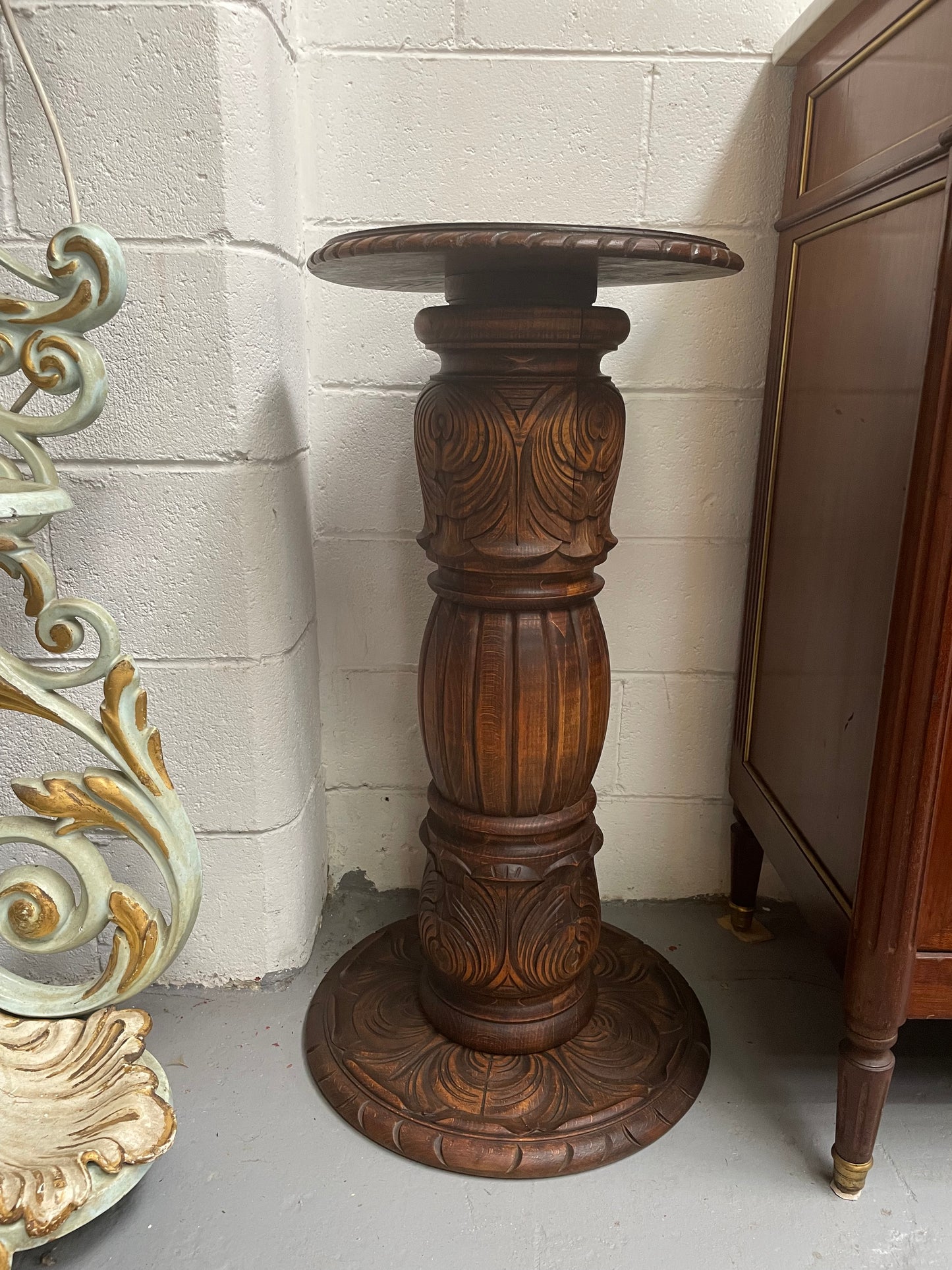 Nicely Carved French Oak Pedestal