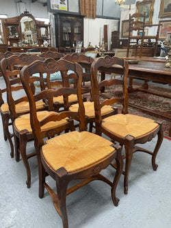 Set of Six French Oak Rush Seat Dining Chairs | Antique & Vintage | Moonee Ponds Antiques | Australia Wide Delivery